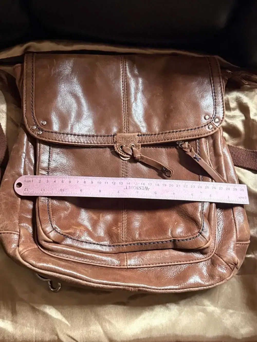The Sak Brown Leather Convertible Backpack Crossbody Bag
